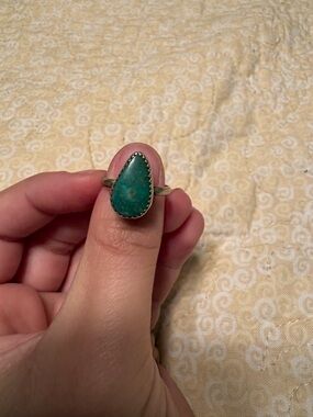 Turquoise Teardrop Sterling Silver Ring - Unbranded